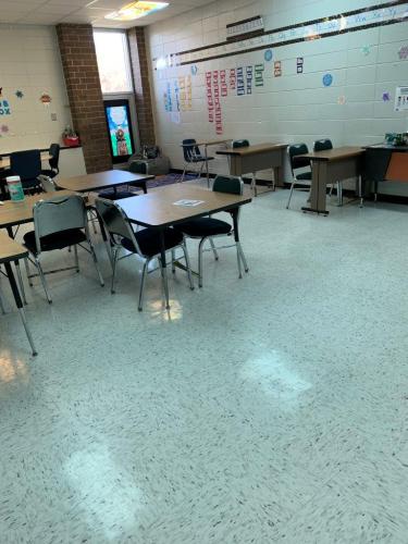 school floor cleaning and wax shine
